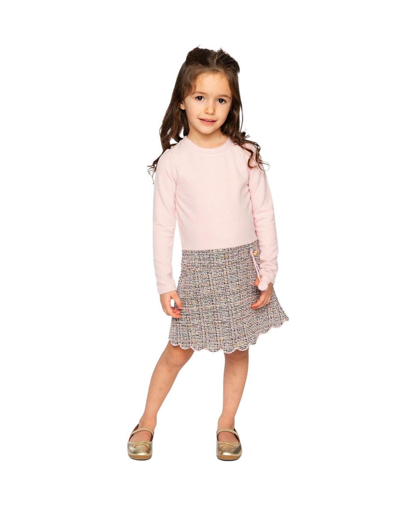 Платье Deux par Deux Girl Bi-Material Dress для девочек, цвет: Розовый / Чёрный — фото 2