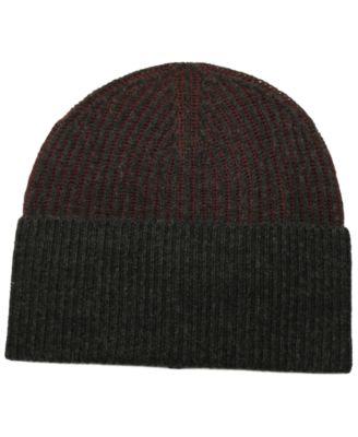 Men's Two-Tone Rib Cashmere Beanie