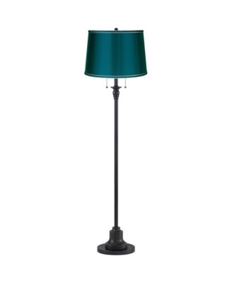 Dyna Traditional 58" Tall 2-Light Standing Floor Lamp Skinny Pole Pull Chain Finish Drum Deep Teal Shade