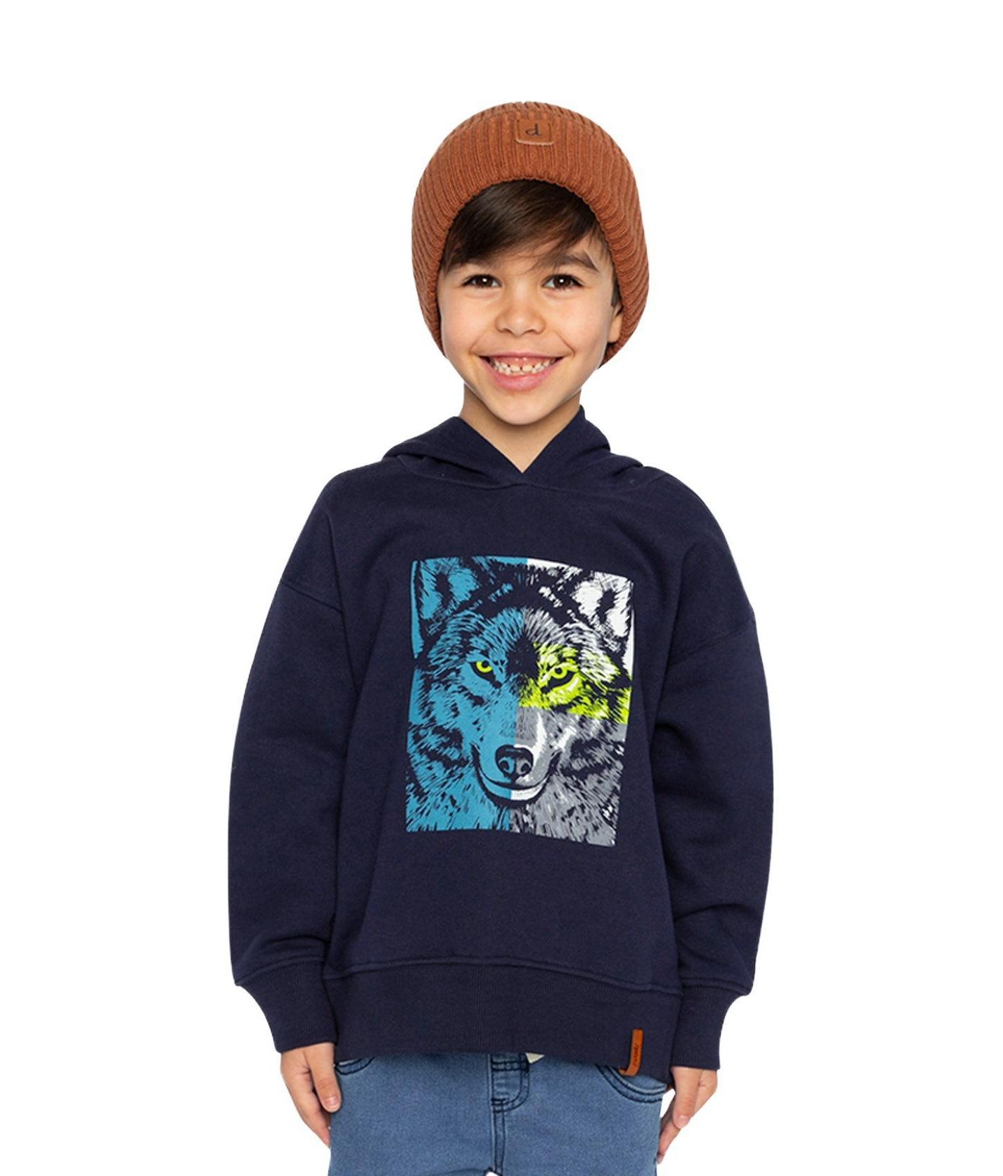Худи Deux par Deux Fleece Hooded Sweatshirt для мальчиков, цвет: Тёмный синий — фото 2