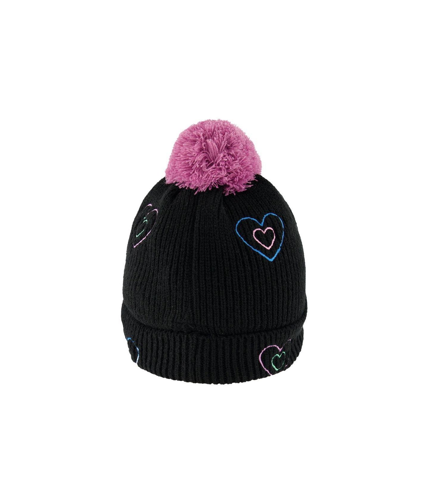 Шапка Deux par Deux Winter with Pompom Knit Hat для девочек, цвет: Чёрный / Лиловый — фото 3