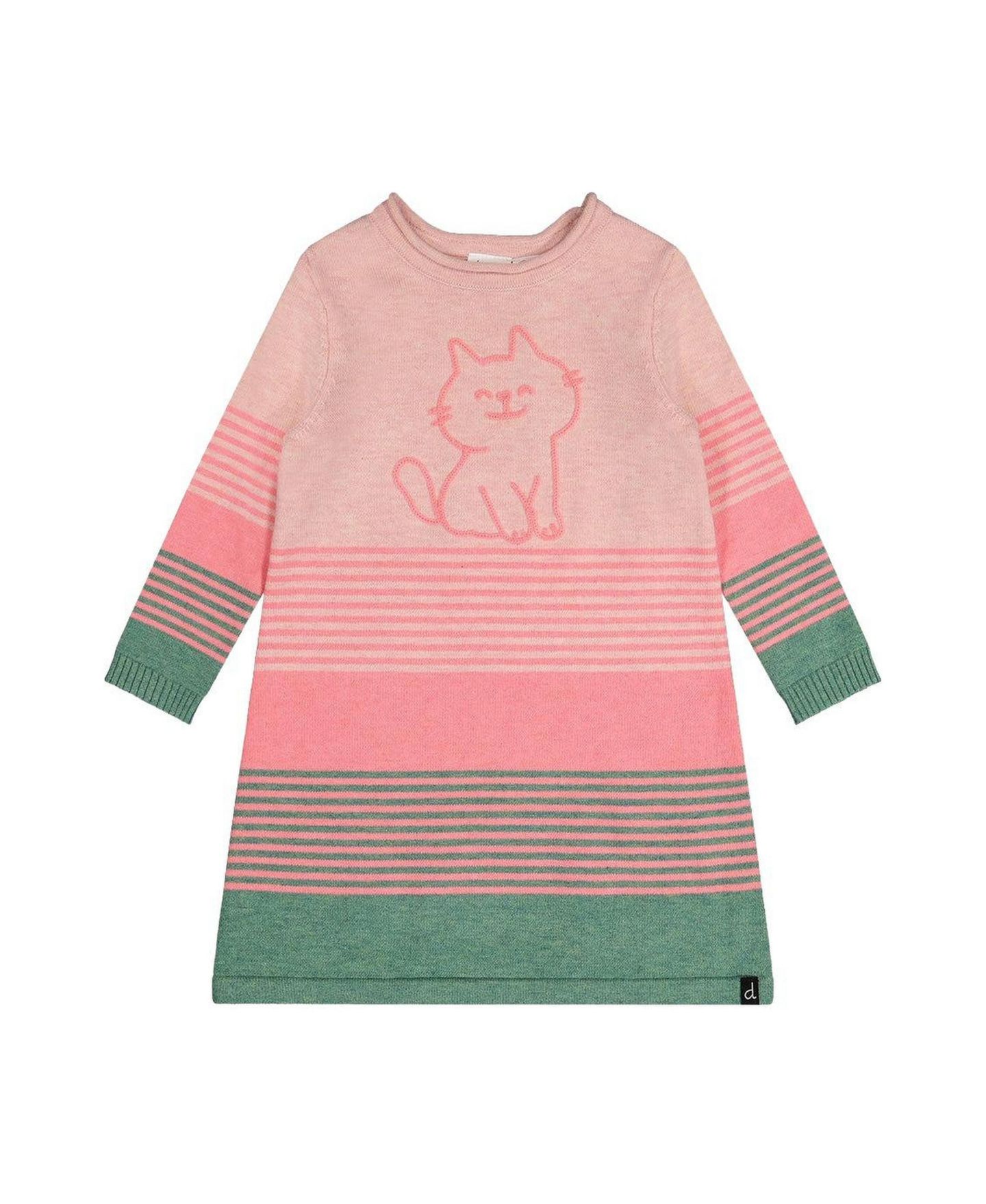 Платье Deux par Deux Knitted Stripe Dress для девочек, цвет: Розовый / Зелёный — фото 1
