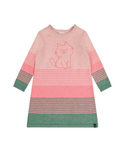 Платье Deux par Deux Knitted Stripe Dress для девочек, цвет: Розовый / Зелёный
