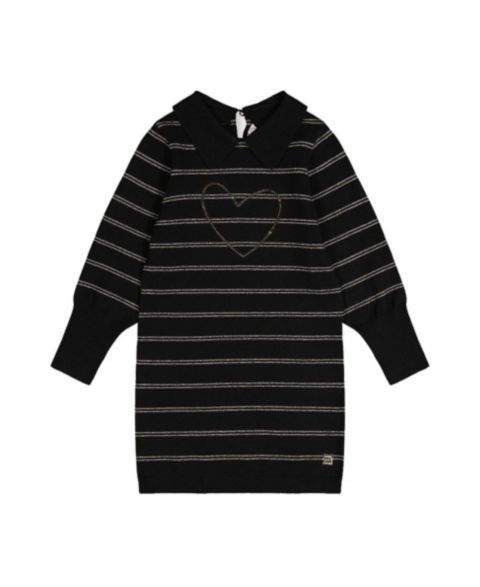 Платье Deux par Deux Knitted Dress для девочек-малышей, цвет: Чёрный / Золотой