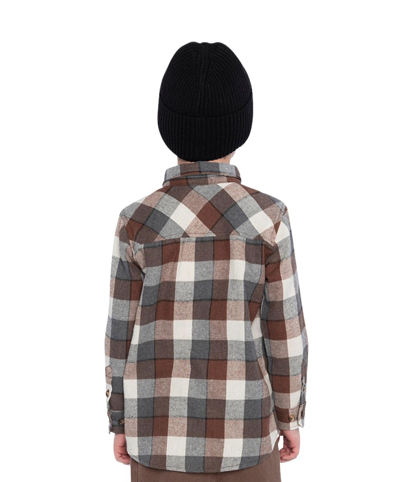 Рубашка Deux par Deux Flannel Shirt для мальчиков-малышей, цвет: Серый / Бежевый — фото 4