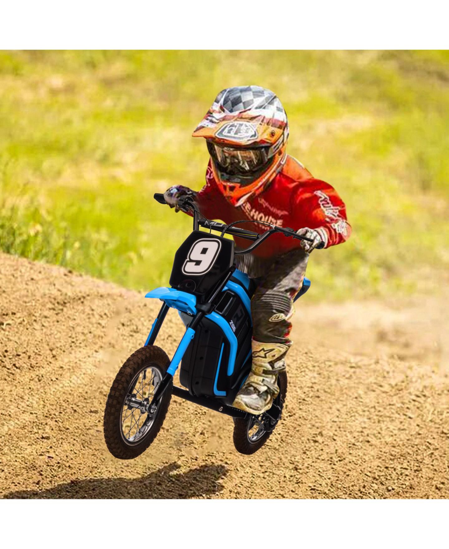 Детская игрушка homfan 24V 350W Electric Dirt Bike with 3 Speed Modes & Shock-Absorbing Suspension, Ages 8-14, цвет: Синий — фото 3