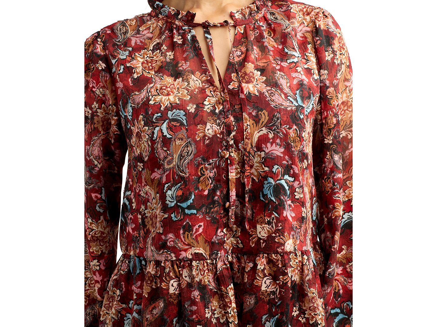 Женский топ BCX Juniors' Printed Satin Peplum, цвет: Синий — фото 3