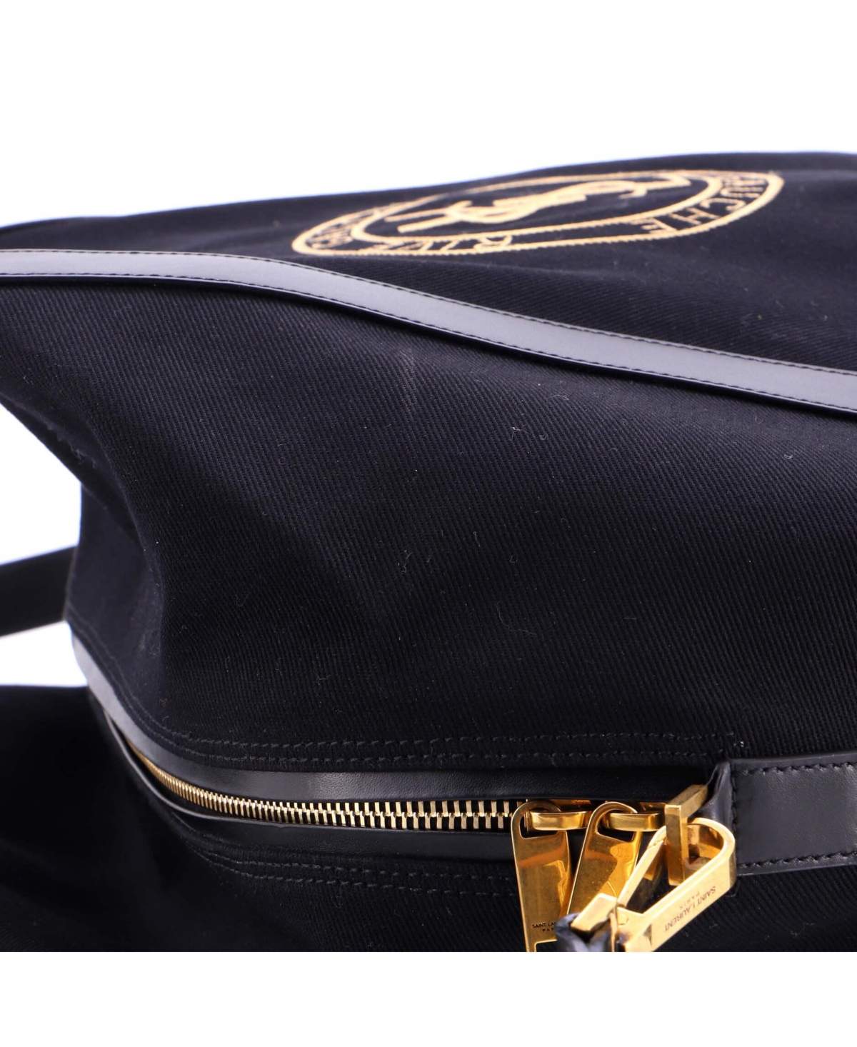 Pre-Owned Saint Laurent Rive Gauche Bowling Bag Embroidered Canvas