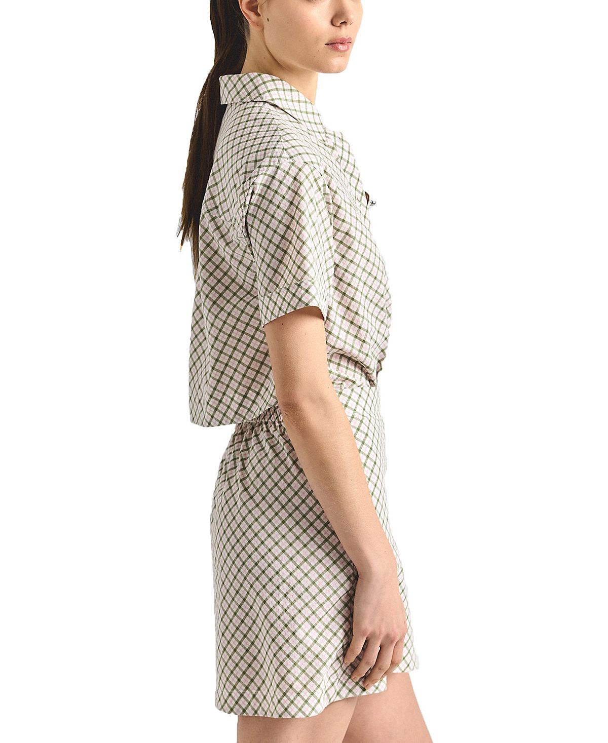 Derek Lam 10 Crosby Women's Delaney Mini Check Shirting Open Back Dress view 2 — MAYCSS fashion products