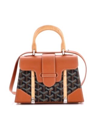 Mini Structured Saigon Top Handle Bag Coated Canvas with Leather