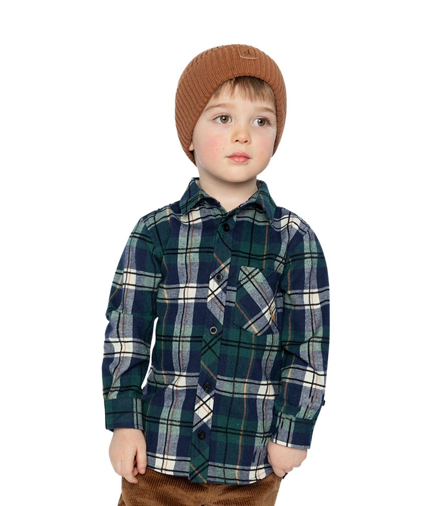 Рубашка Deux par Deux Plaid Shirt для мальчиков, цвет: Синий / Зелёный — фото 2