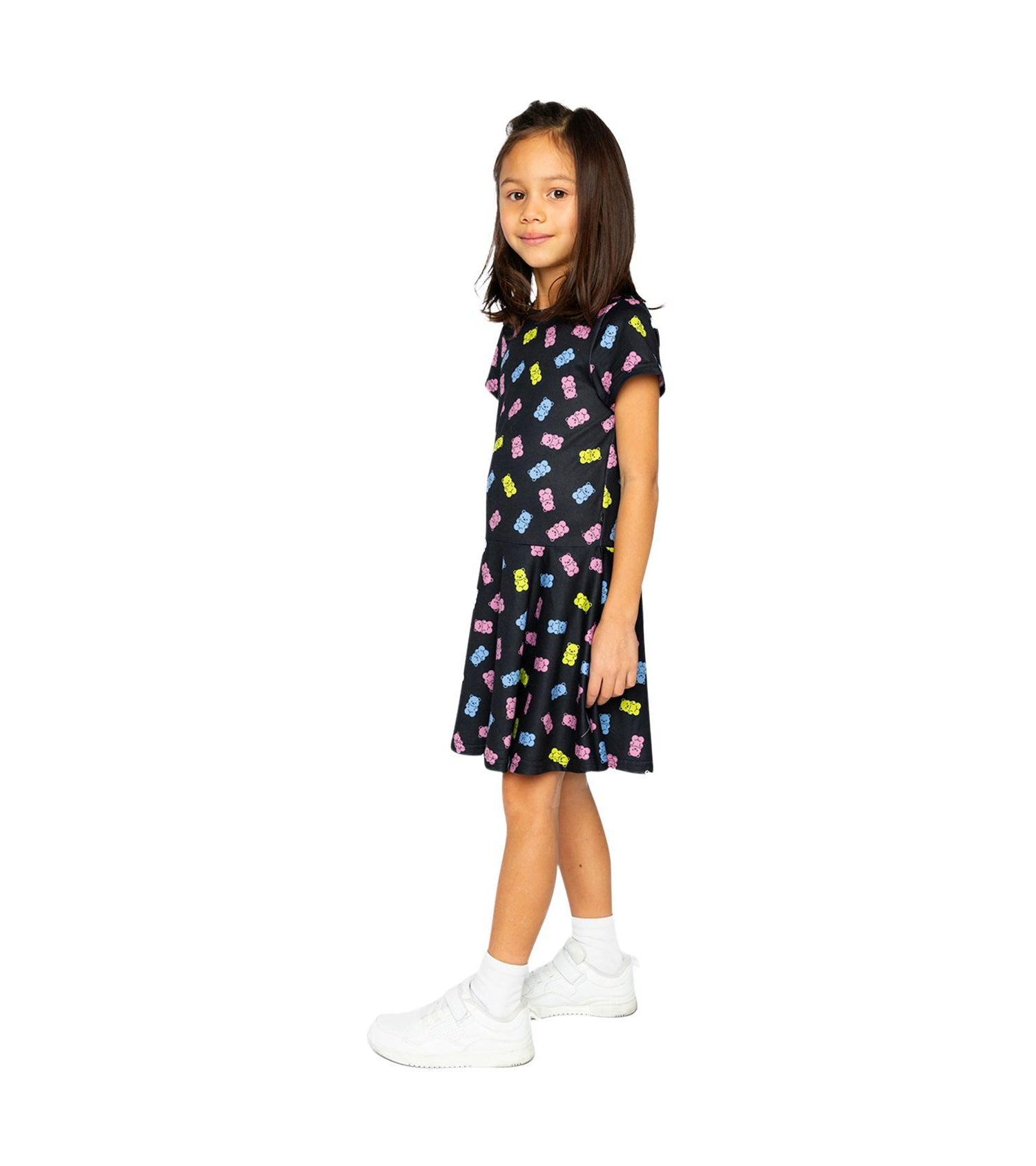 Little and Big Girl Short Sleeve Dress(6-12)Printed Gummy Bears