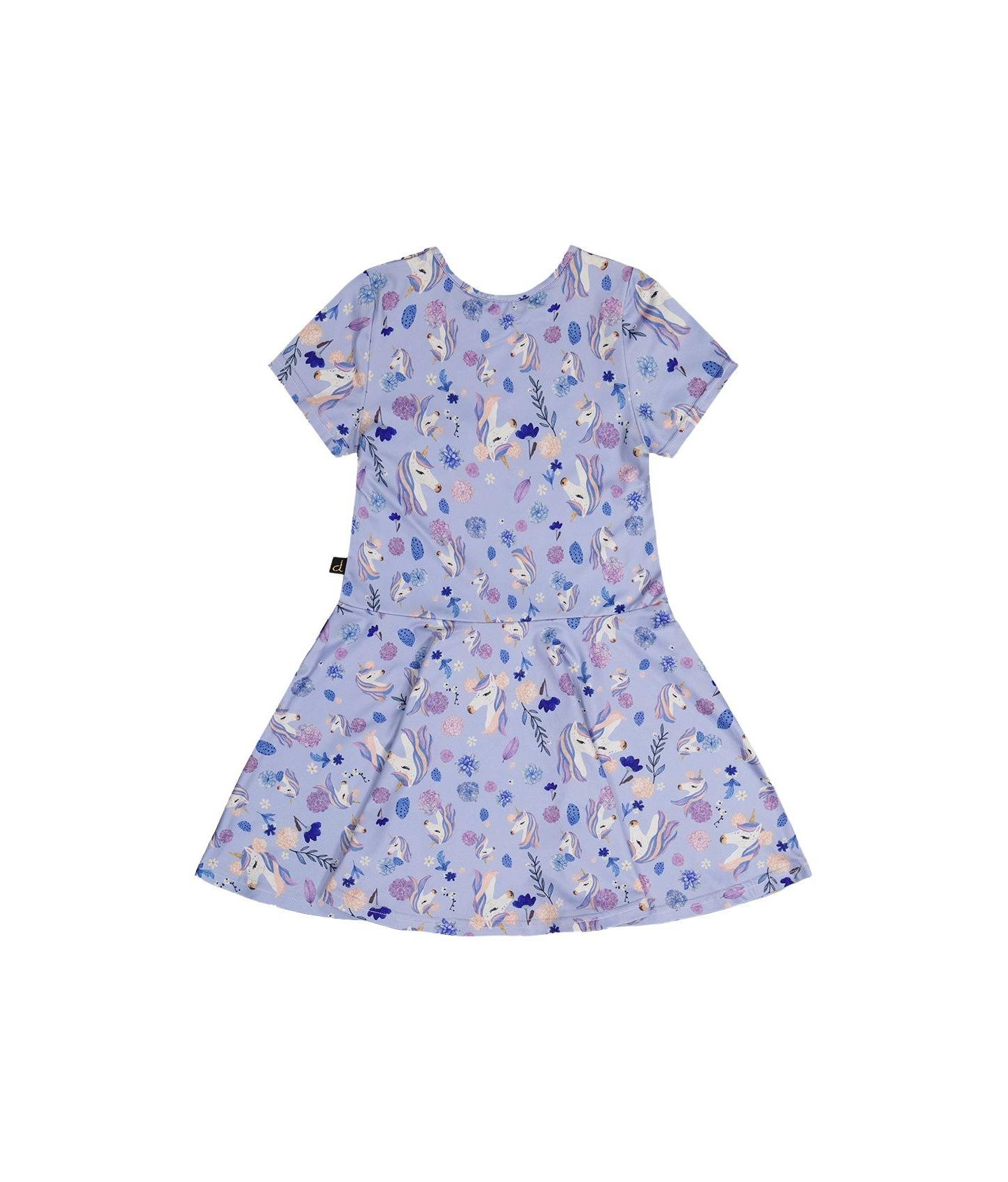Платье Deux par Deux Short Sleeve Dress для девочек, цвет: Фиолетовый с принтом — фото 6