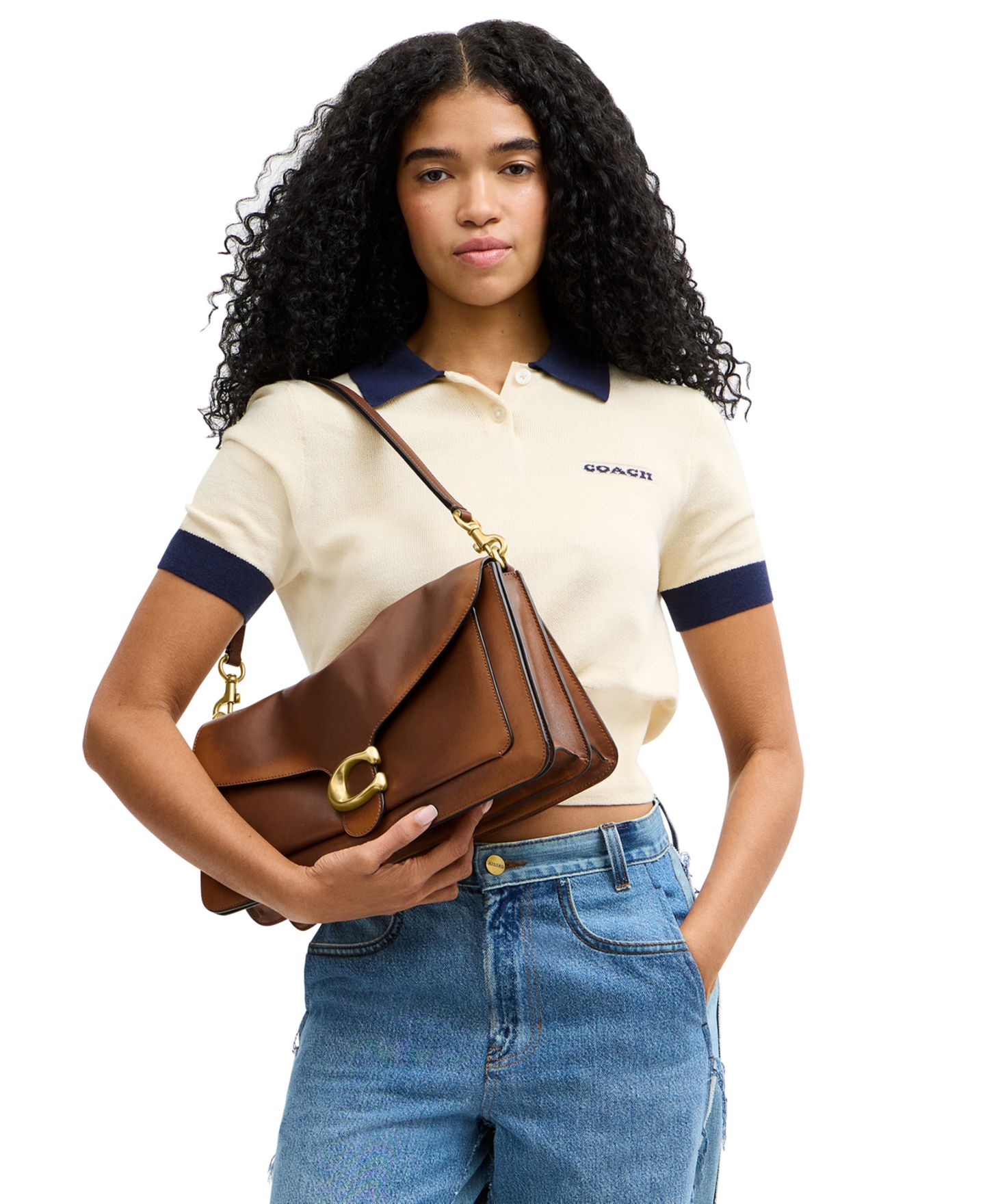 Женская сумка COACH Tabby Large Loved Leather Shoulder 36, цвет: Латунный / Коричневый — фото 2