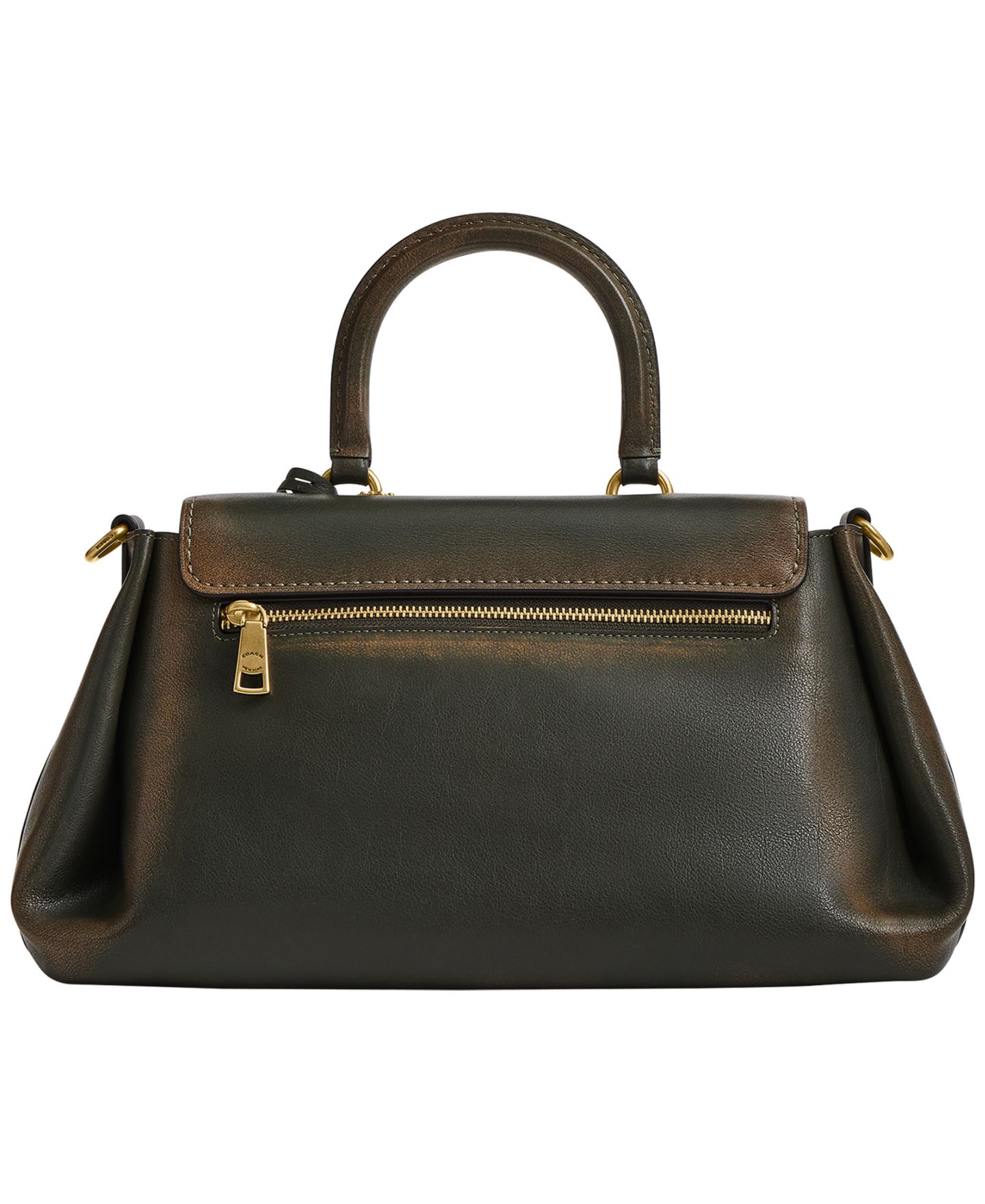 Женская сумка COACH Slouchy Rogue Medium Loved Leather Top Handle, цвет: Латунный / Тёмный зелёный — фото 3
