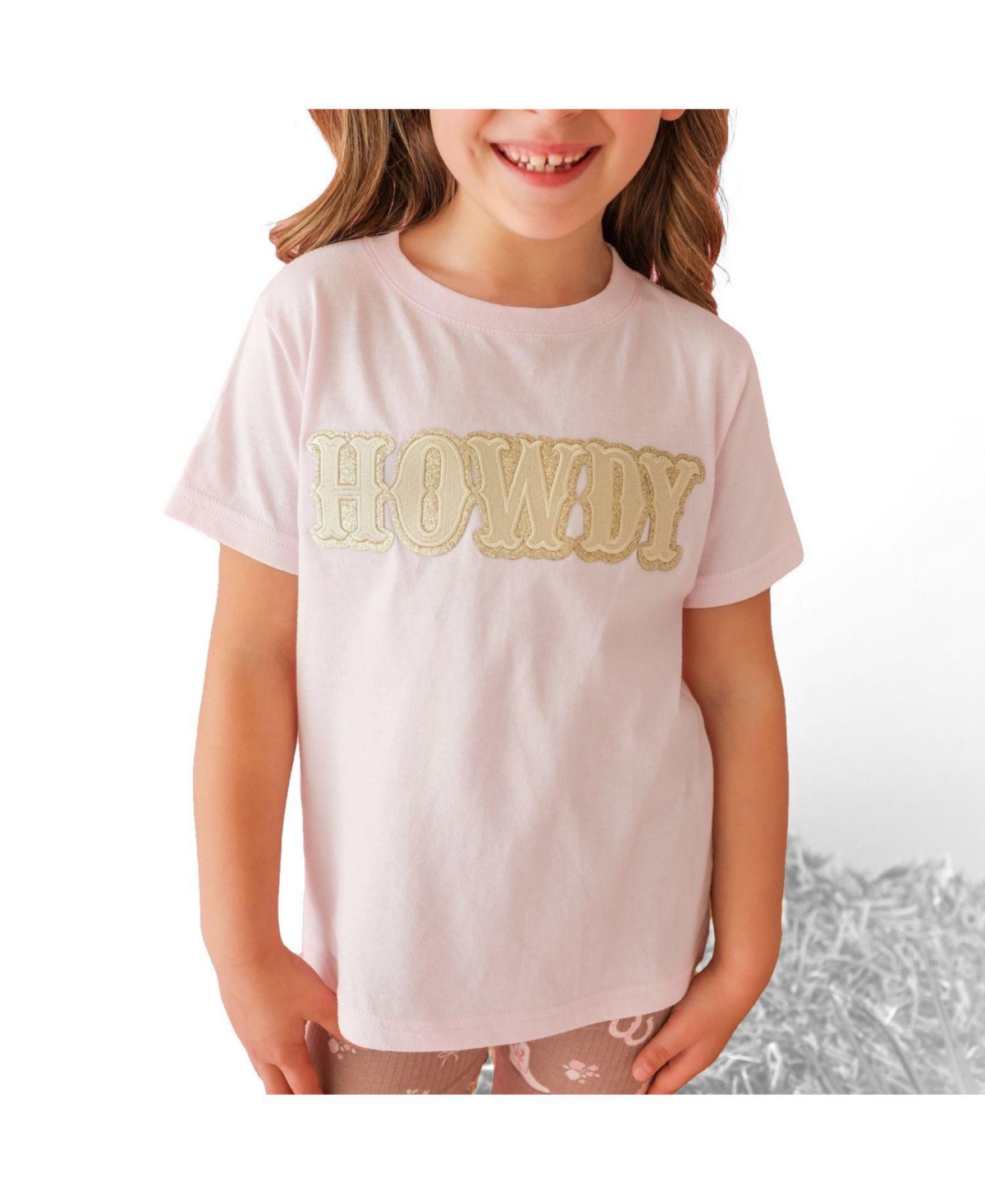 Sweet Wink Little Girls 5-8 Howdy Patch Western Short Sleeve T-Shirt