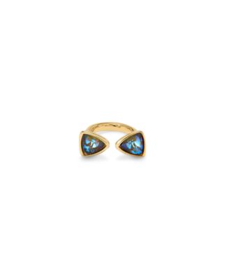 Gold Metal Alloy Two Pink Crystals Ring