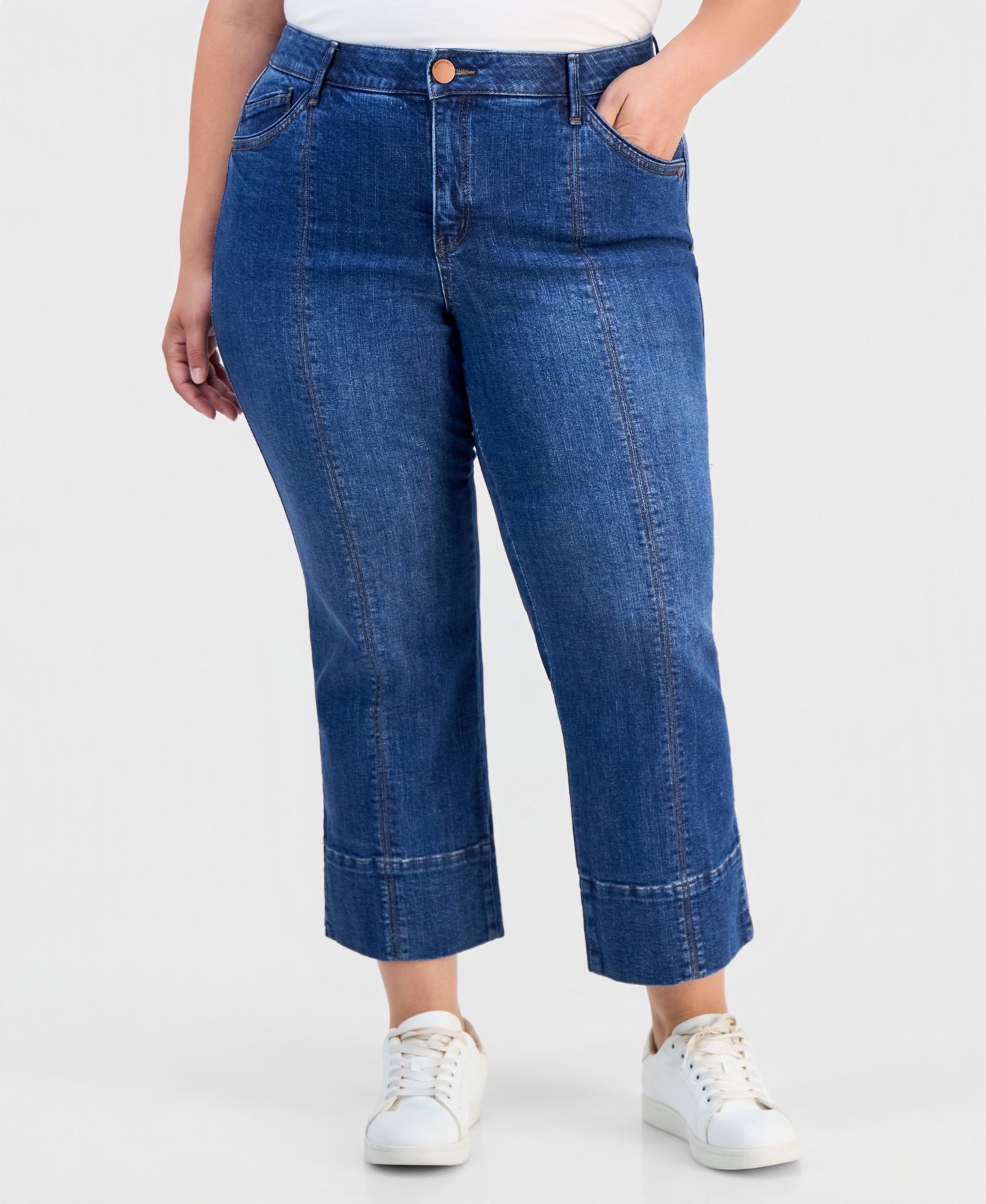 Женские джинсы Democracy Plus 26.5/19" "AB" Solution High Rise Kick Flare with Center Seam and Slit Hem, цвет: Синий — фото 4