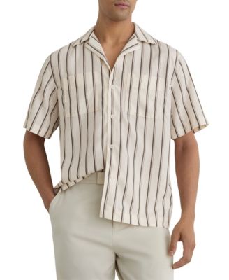 Men's Saint Lyocell Stripe Relaxed Cuban-Collar Shirt