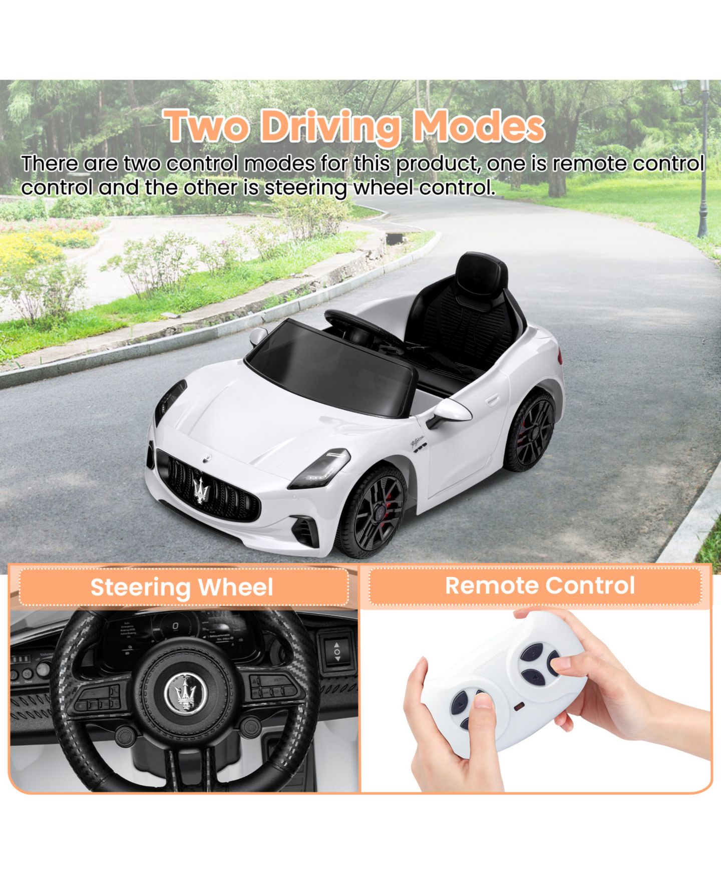 Детская игрушка homfan Maserati Remote Control 1-Seat Ride-On Car, Ages 3-8, цвет: Белый — фото 5