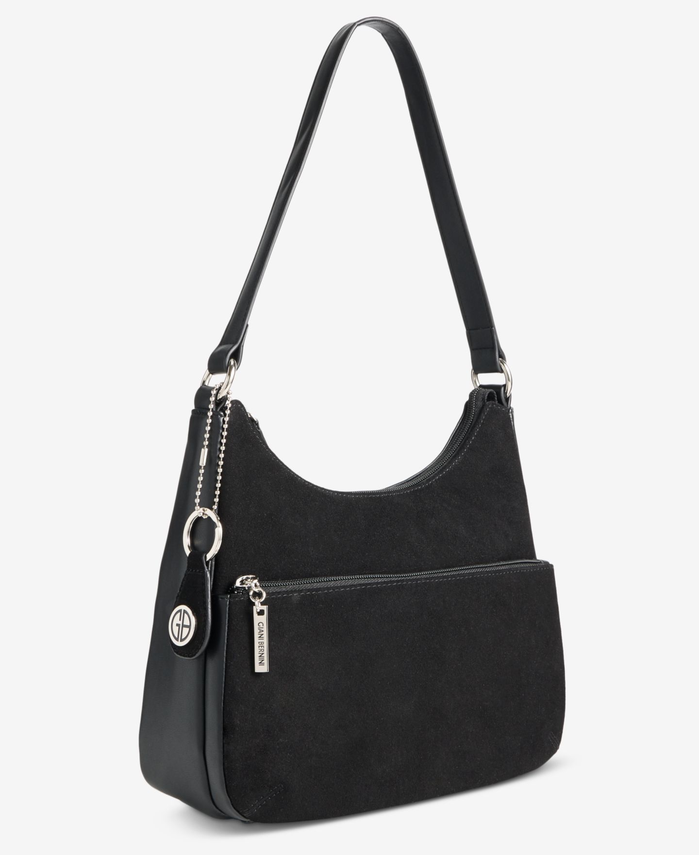Женская сумка Giani Bernini Nappa Suede Combo Hobo, цвет: Чёрный — фото 7