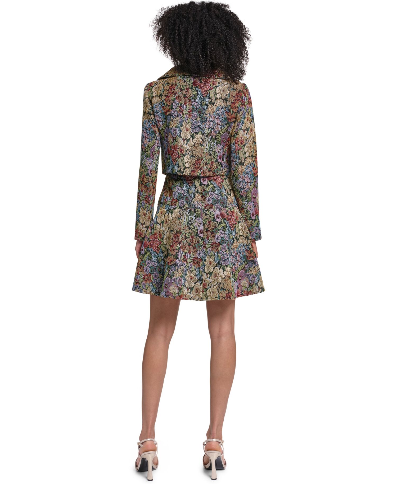 Women's Floral Tapestry Jacquard Fit & Flare Dress