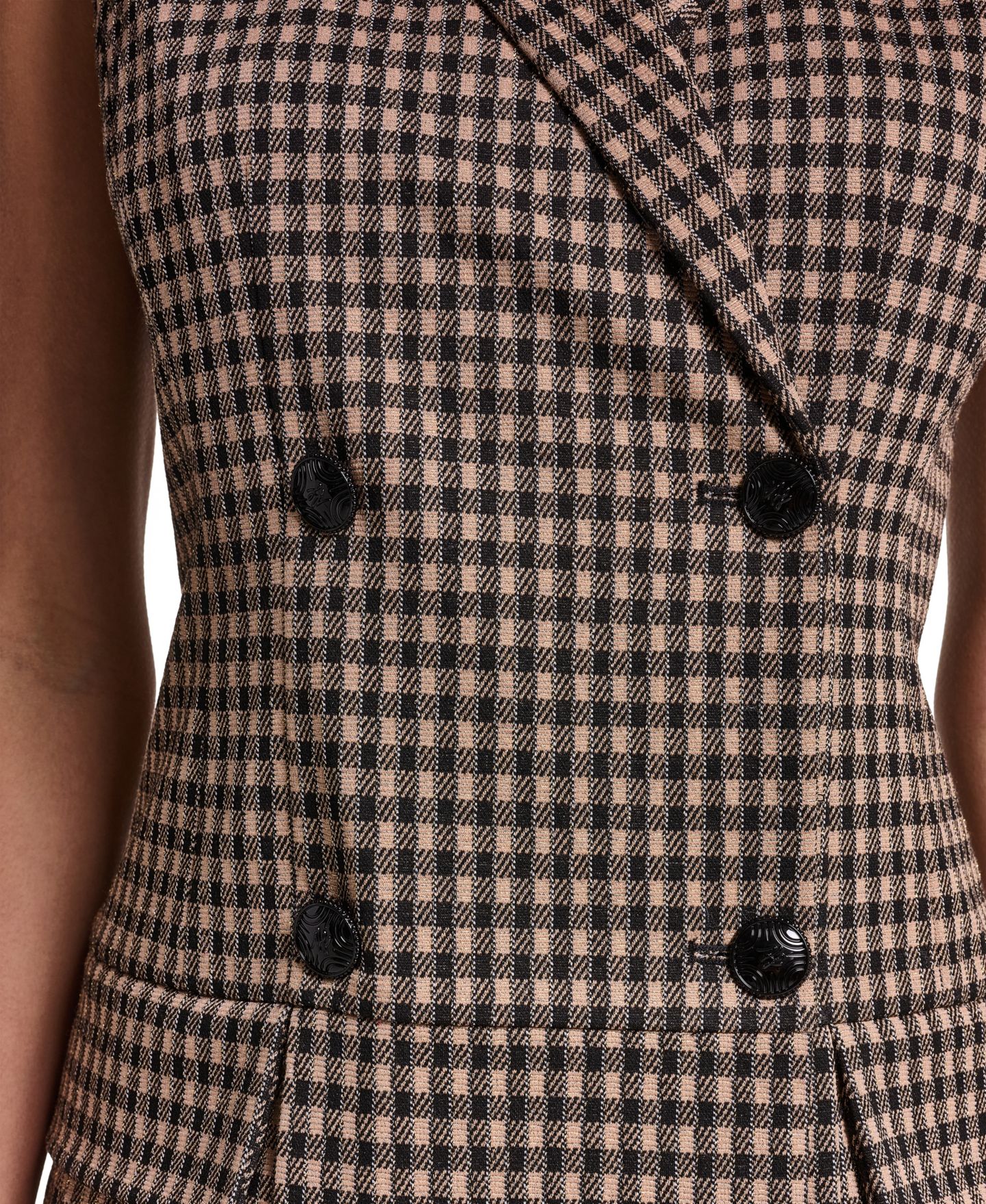 Женское платье KARL LAGERFELD PARIS Collared Pleated Short, цвет: Коричневый / Чёрный разноцветный — фото 4