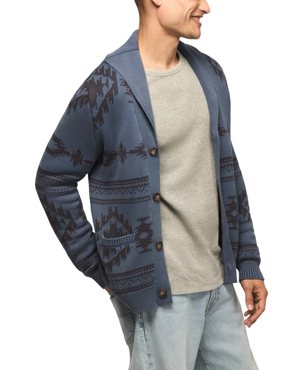 Lucky Brand Men's Southwestern Shawl Collar Cardigan Sweater