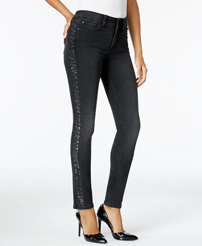 NYDJ Alina Glitter Bristol Wash Skinny Jeans