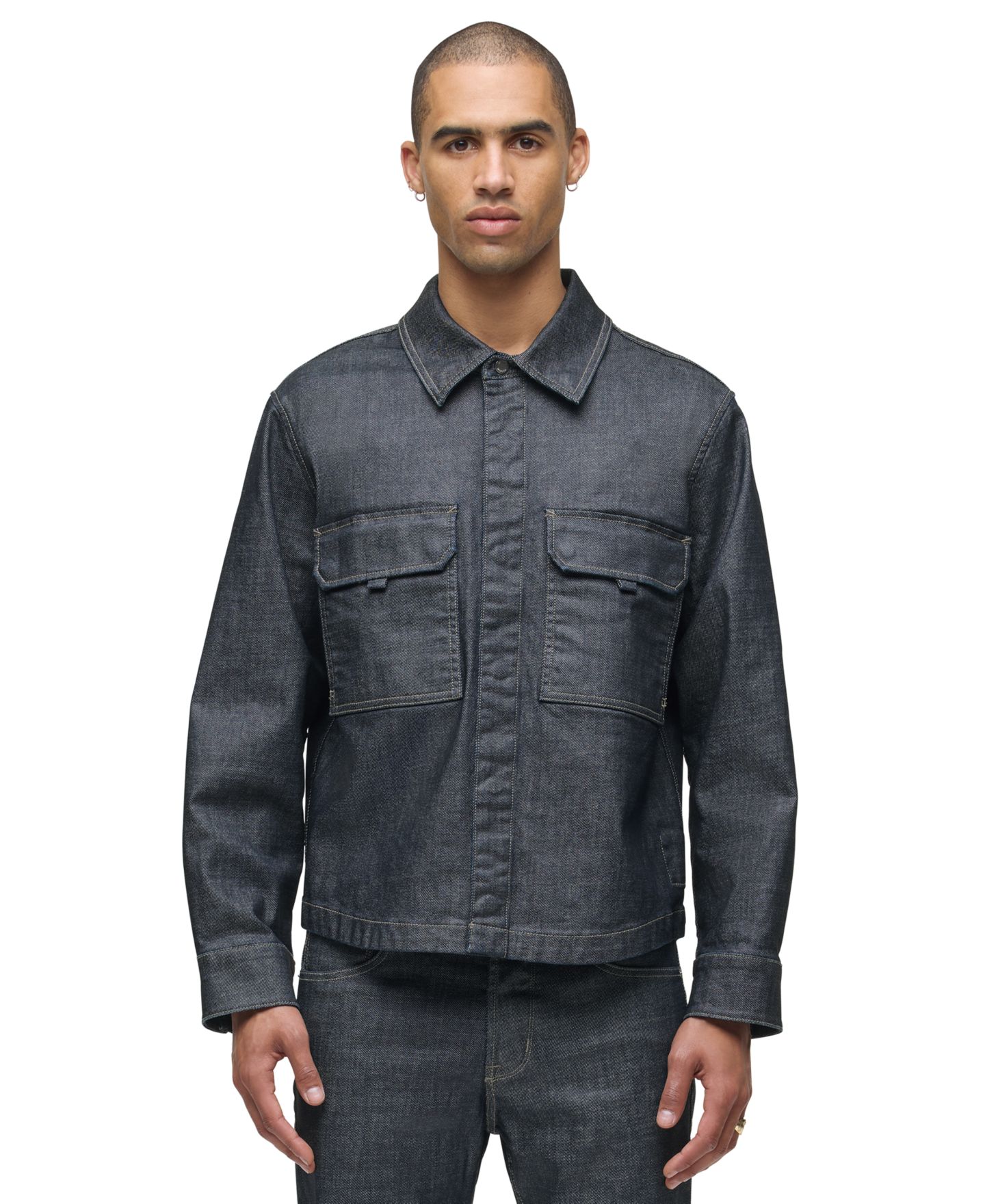 Мужская рубашка Hudson Jeans Coated Gunmetal Long-Sleeve, цвет: Графитовый металлик — фото 1