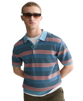 Men's Striped Knitted Regular-Fit Polo Shirt