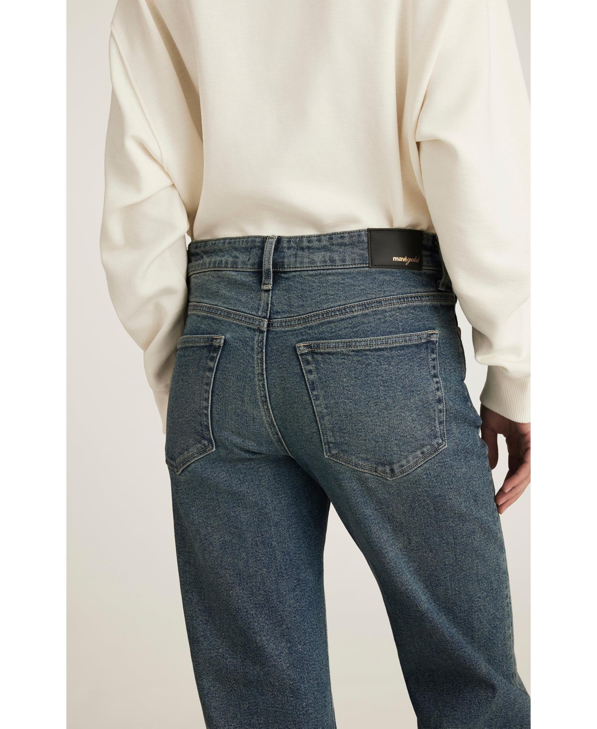 Mavi Jeans Women's Taylor High Rise Straight Leg Mid Used Gold Premium