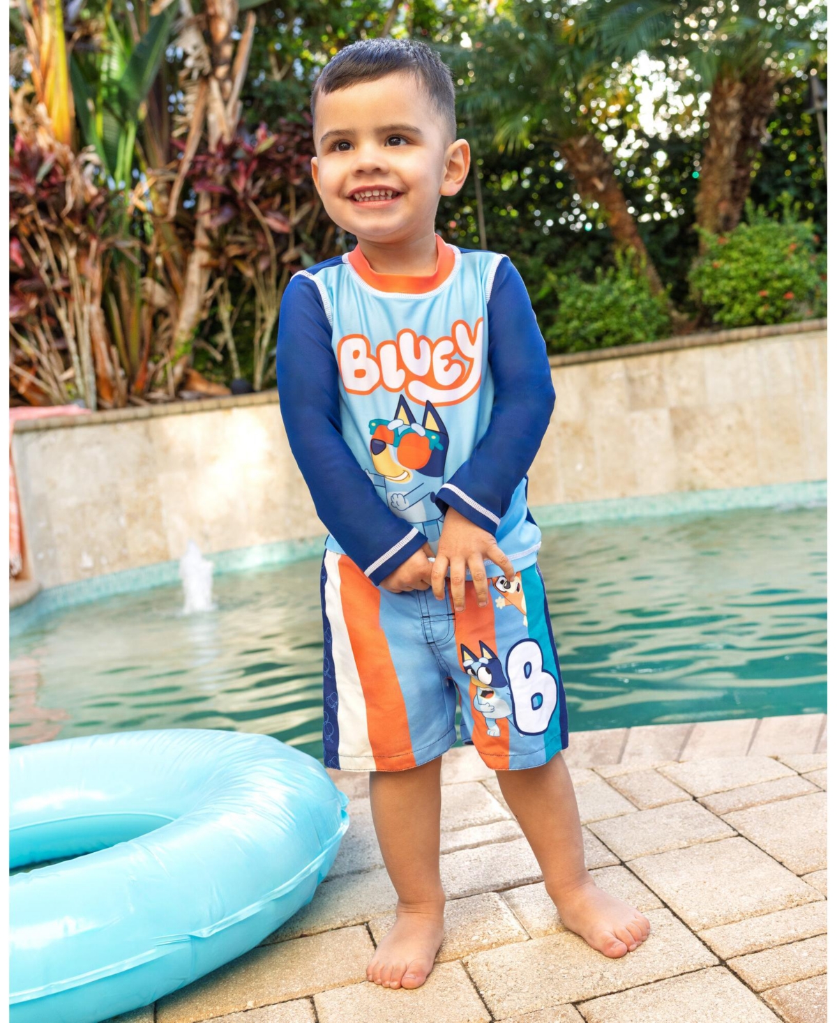 Bluey Baby Boys (12M - 18M) Piece Rash Guard and Swim Trunks Set