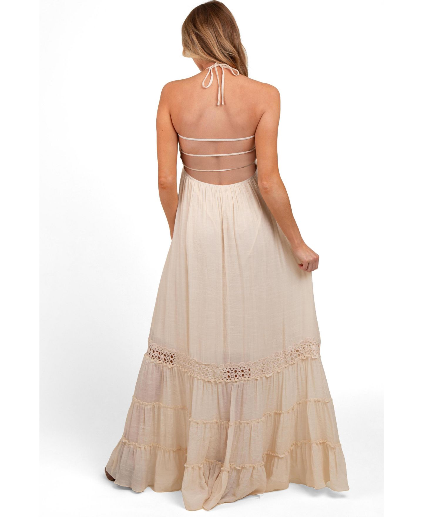 Женское платье Pinkblush Cream Smocked Open Back Maxi, цвет: Кремовый — фото 4