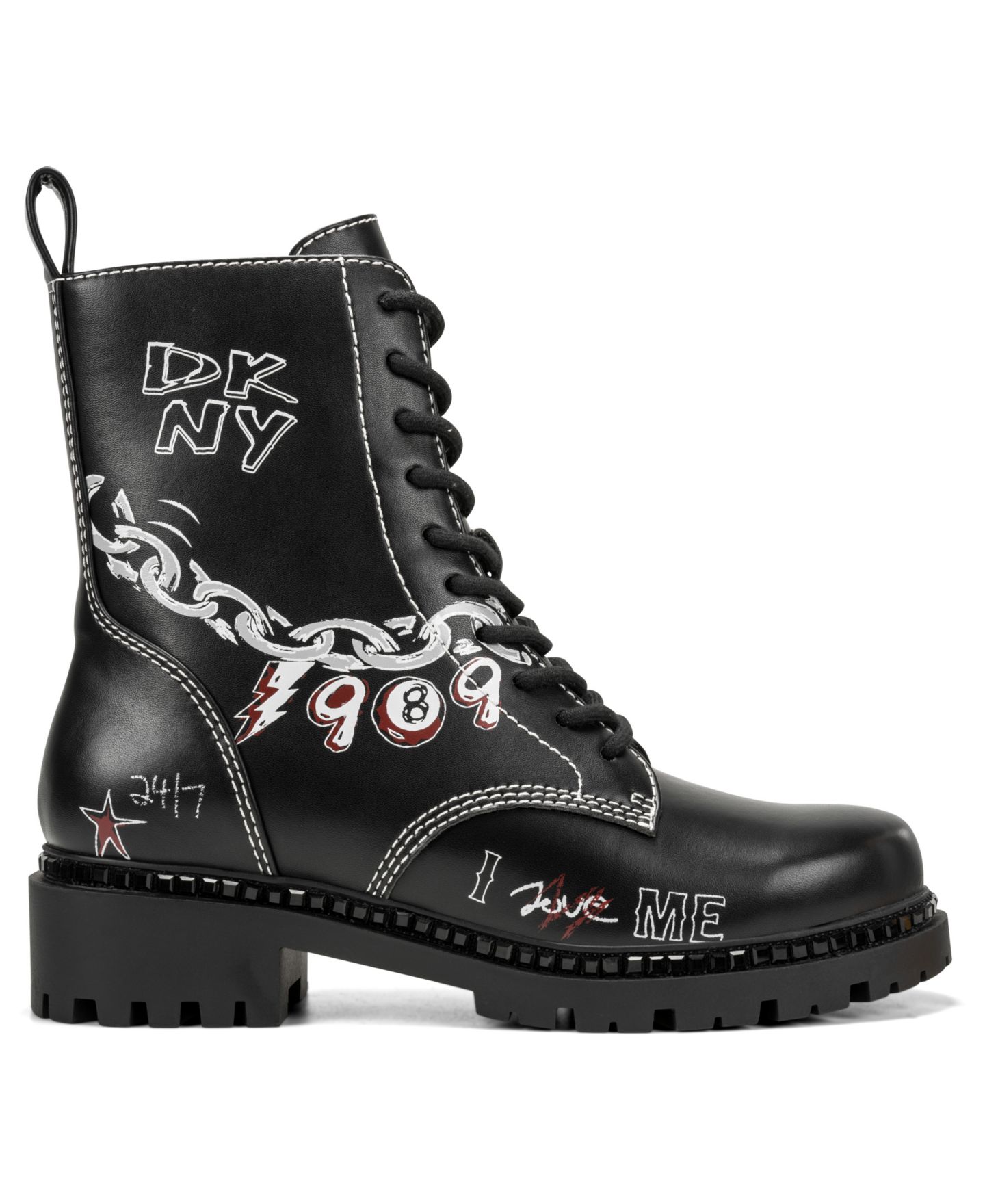 Женские ботильоны DKNY Rixie на шнуровке с подвесками, цвет: Чёрный — фото 2