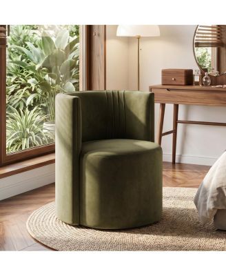 Office Chair for Desk, Velvet Burgundy Barrel Chair with Hidden Casters, Upholstered Tub Seat with Curved Back, Space-Saving Size