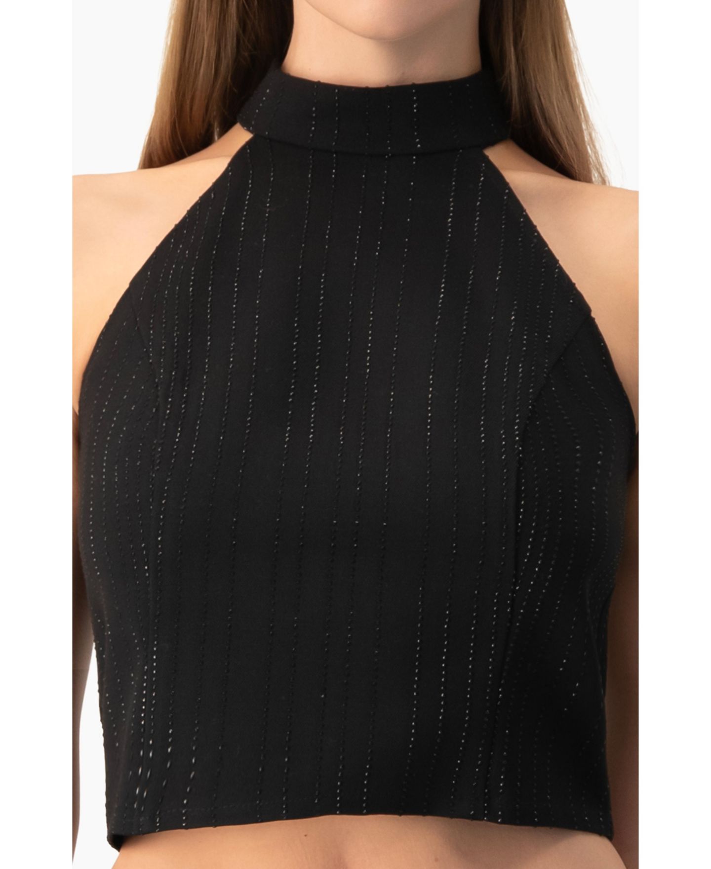 Женский топ Ivonne Halter-Neck crystal-adorned Sleeveless Crop, цвет: Чёрный — фото 6