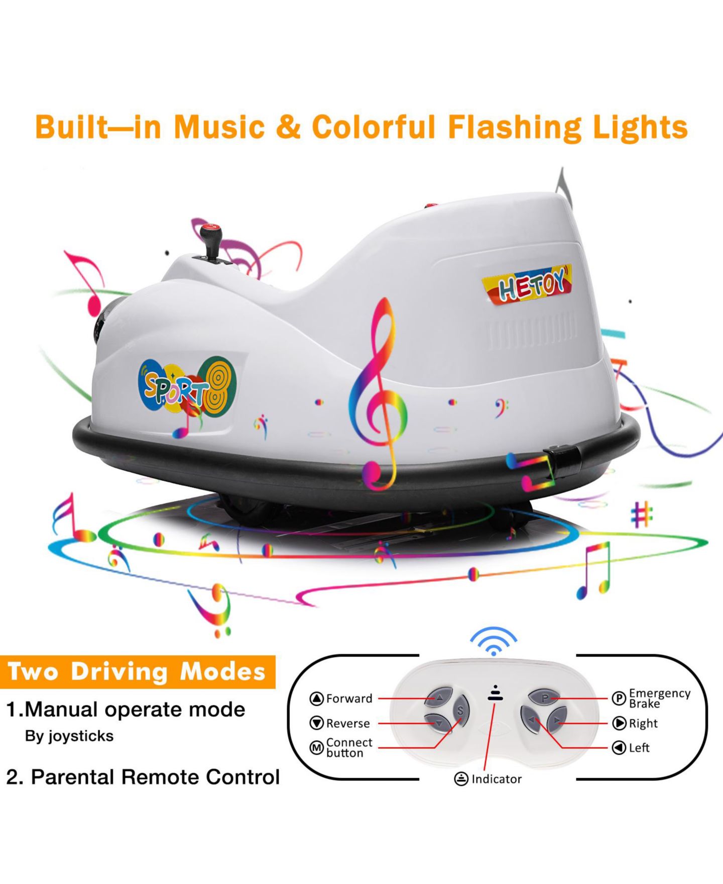 Детская игрушка homfan 12V Electric Remote Control 360-Degree Spin Bumper Car, 66 lbs. Capacity, от 2 лет — фото 7