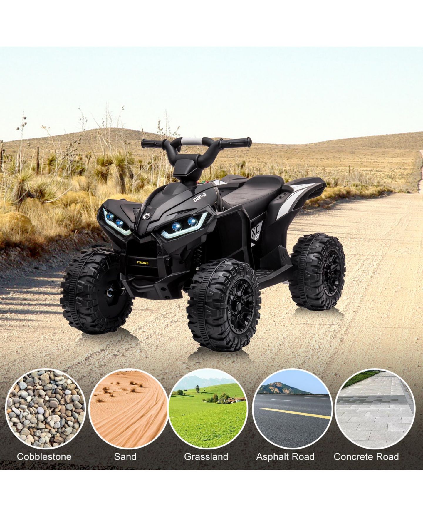 Детская игрушка homfan Kids ATV, 12V Ride On Toy ATV, Battery Powered 4 Wheeler Quad Car, Electric ATV with Remote Control, Music, Horn, Monitor Display, цвет: Чёрный — фото 3