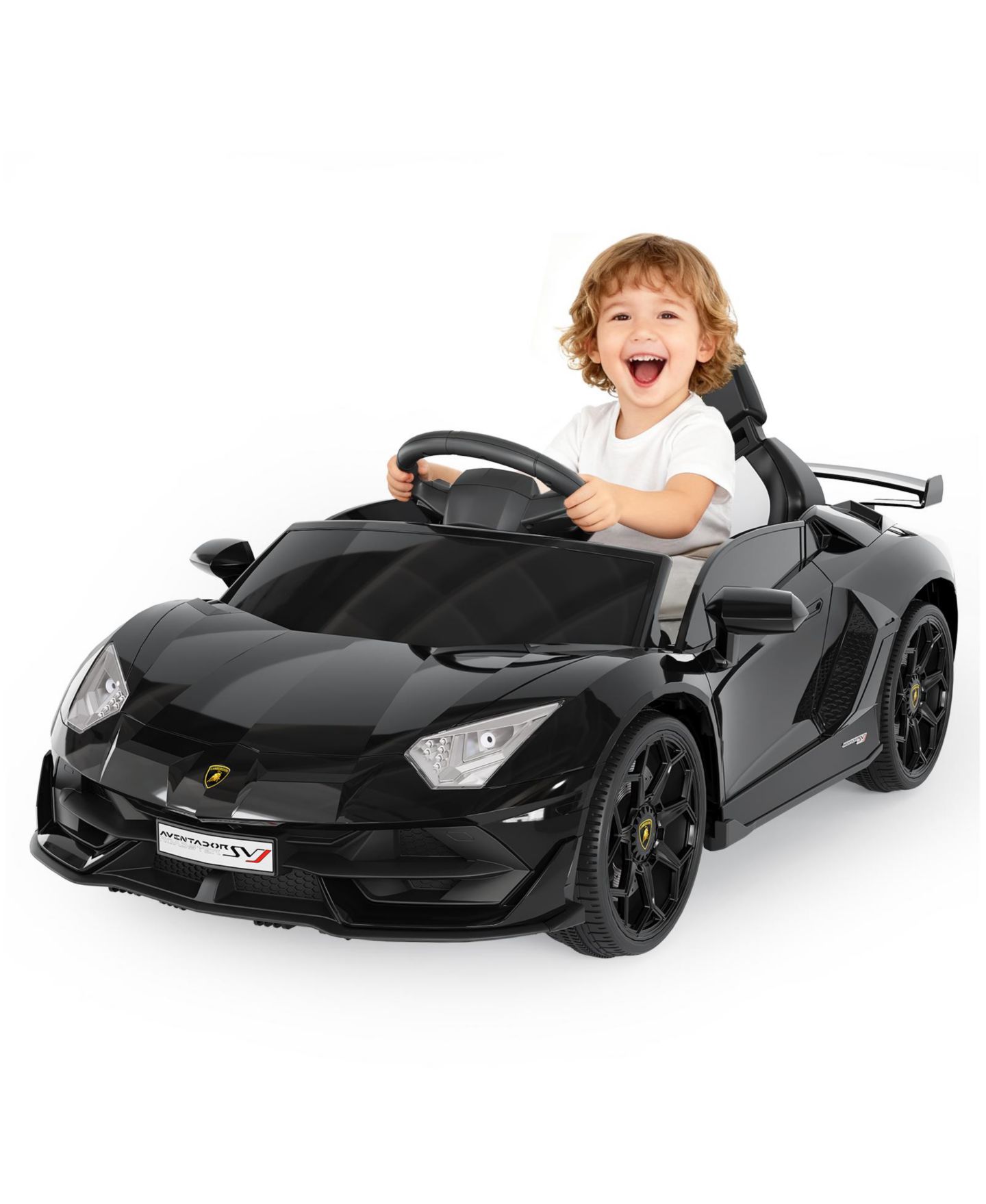 Детская игрушка homfan Licensed Lamborghini Electric Ride-On Car for Kids – Battery Powered Sports Car Toy with Remote Control, 2 Speeds, LED Headlights, цвет: Чёрный — фото 4