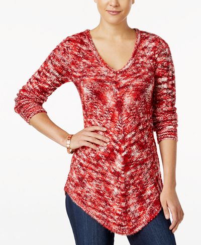 Ultra Flirt Juniors' Space-Dyed Tunic Sweater