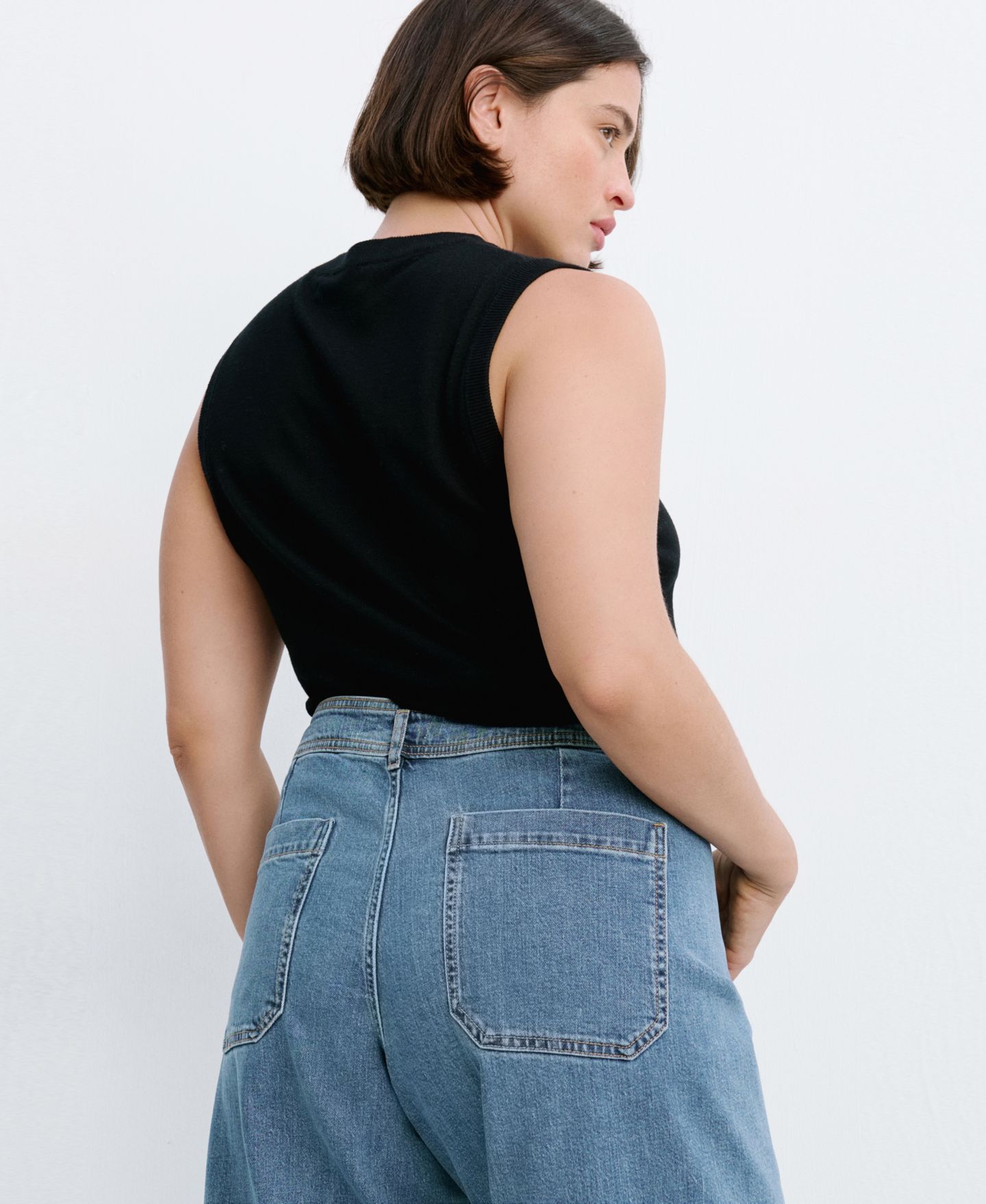Женские джинсы MANGO High-Waisted Wide leg, цвет: Синий — фото 5