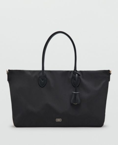 Женская сумка MANGO Double Handle Shopper, цвет: Чёрный
