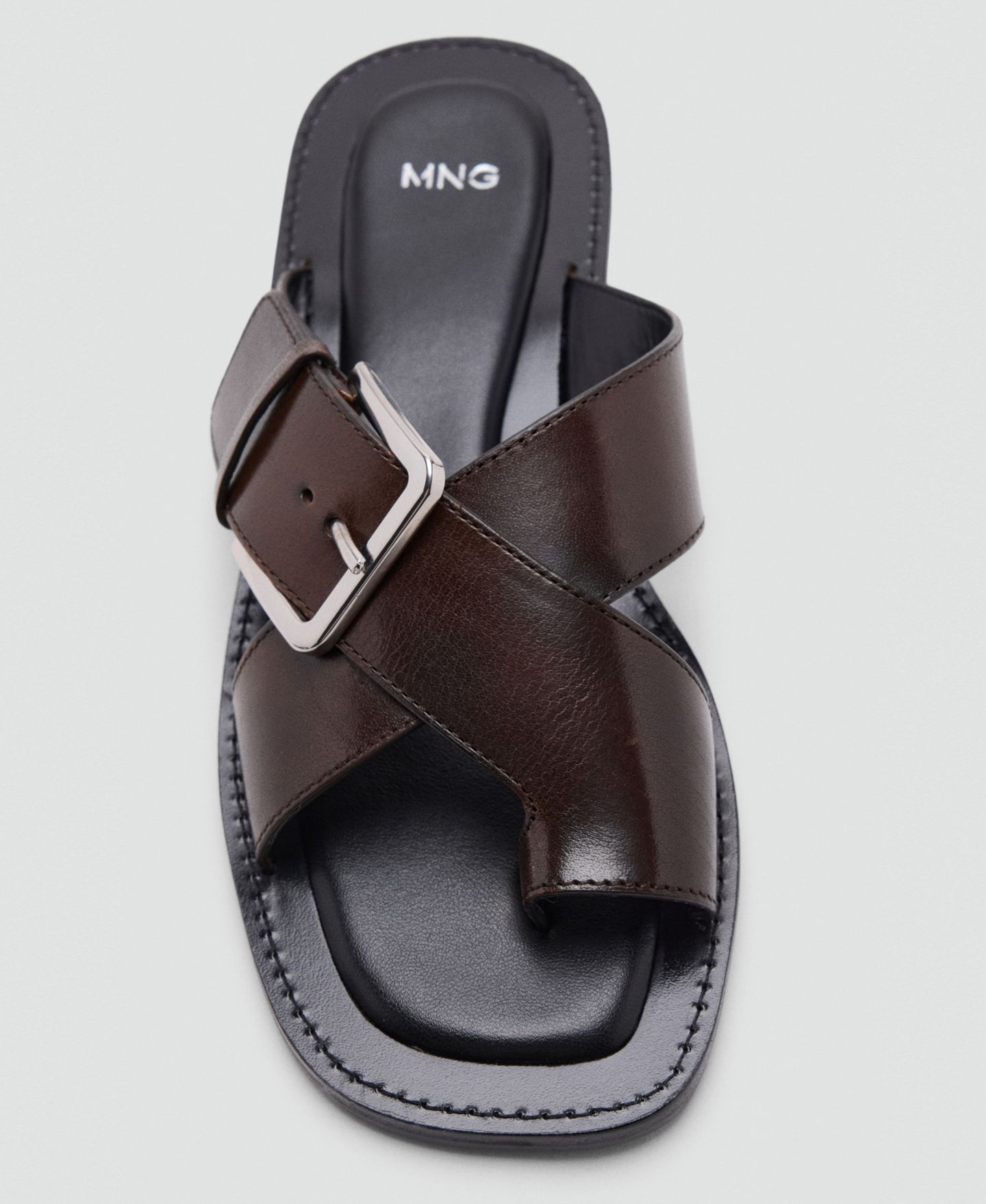 Женские сандалии Mango Crossed Straps Leather, цвет: Тёмный красный — фото 2