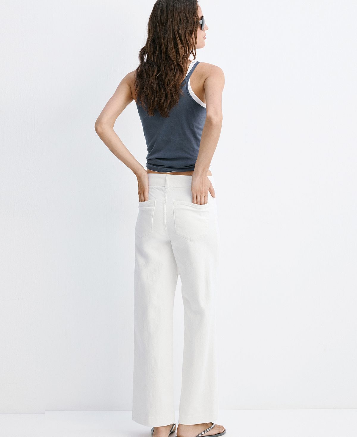 Mango Women's High-Waisted Wide leg Jeans view 8 — MAYCSS fashion products