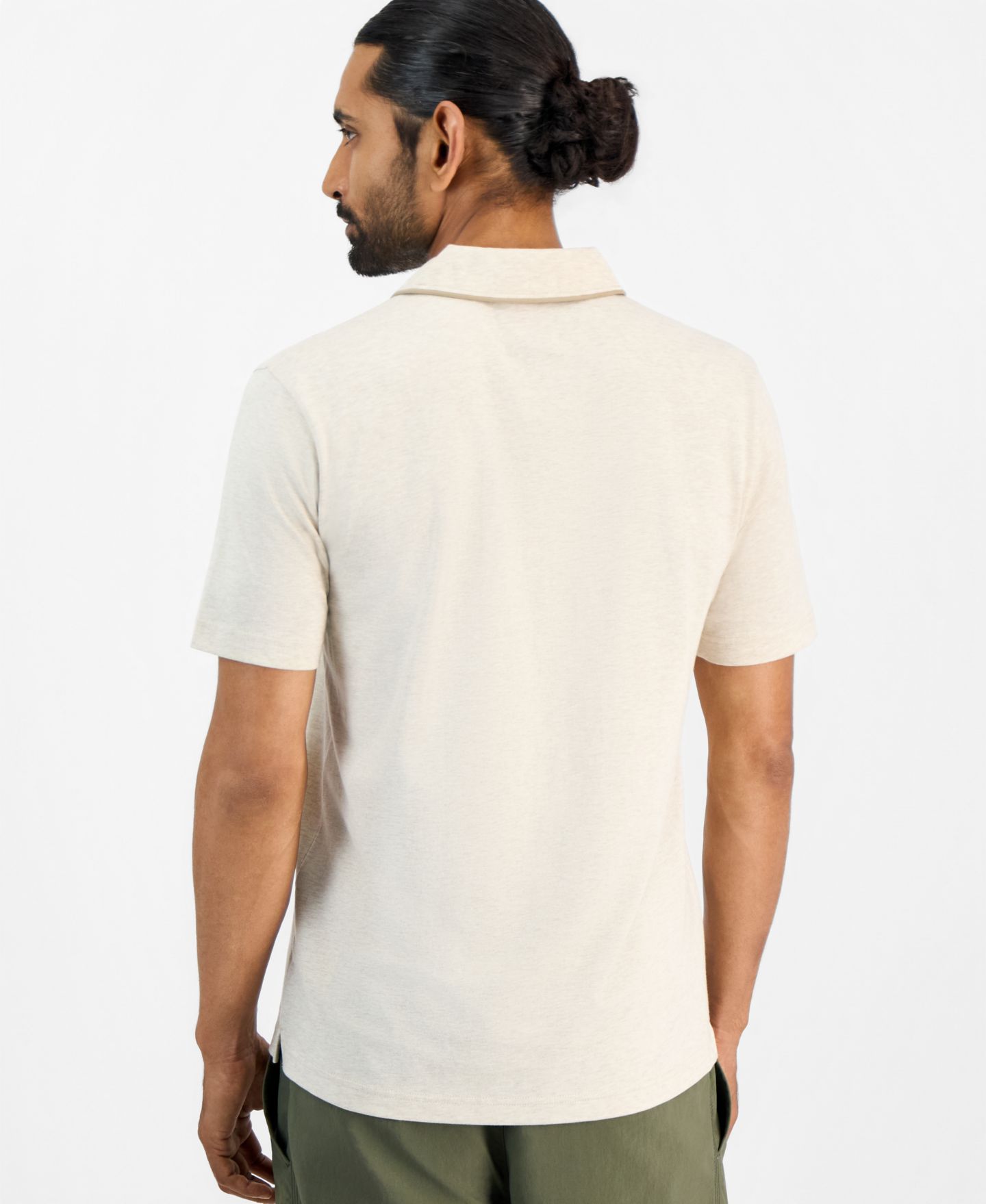 Мужское поло Hugo Boss Daliks Regular-Fit Spread-Collar Short-Sleeve Polo Shirt, цвет: Бежевый — фото 4