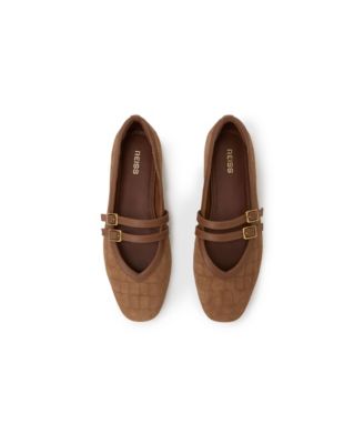 Women's Eliza Croc-Embossed Suede Ballet Flats