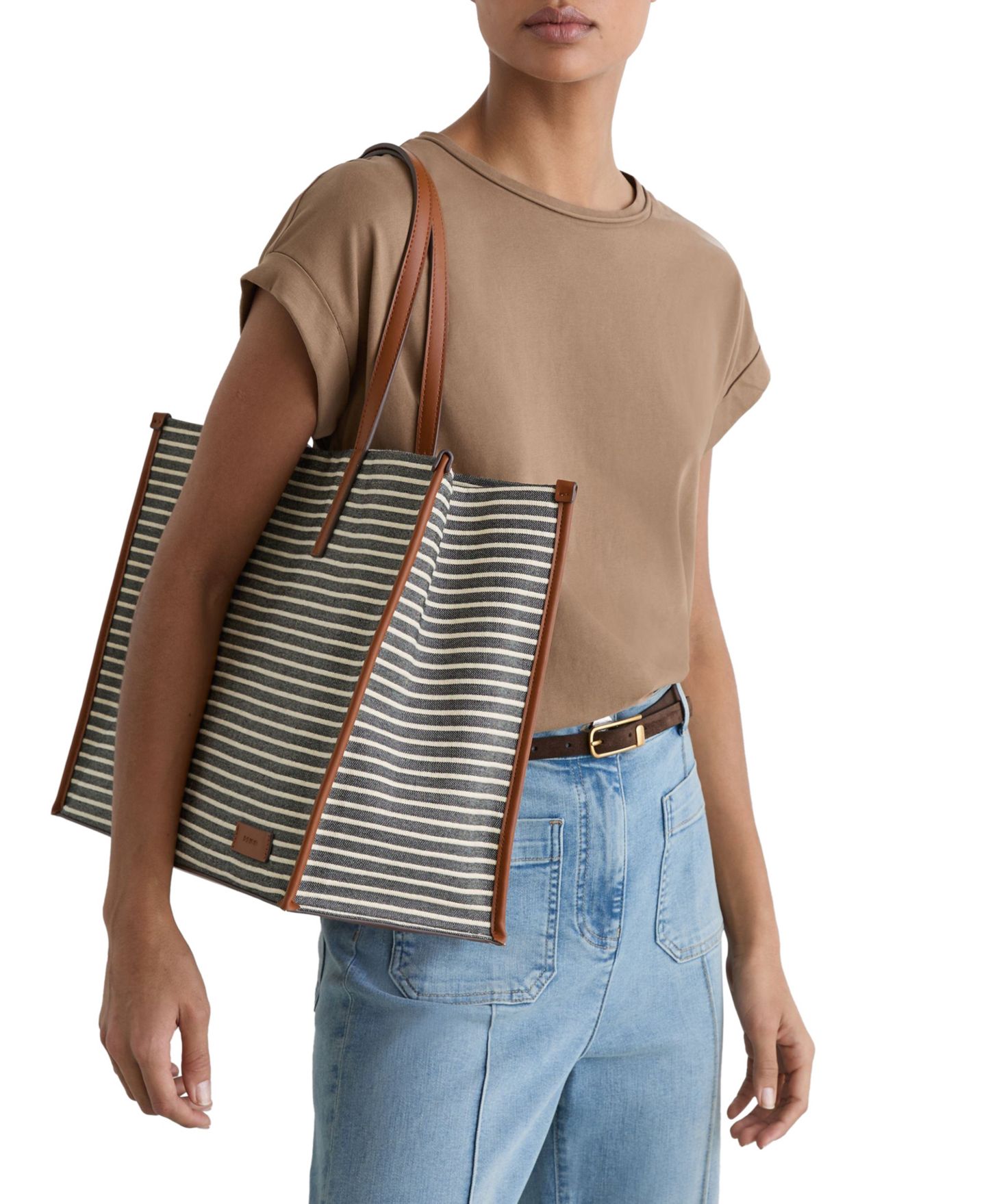Женская сумка REISS Sacha Stripe Canvas, цвет: Тёмно-синий / Молочный — фото 3