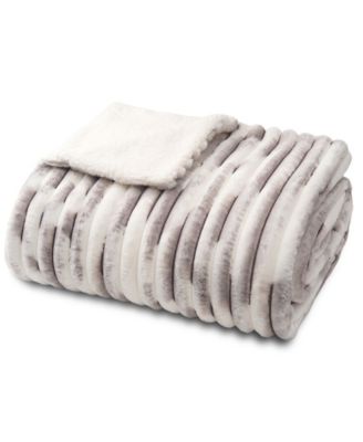 Ultra-Soft Ribbed Faux Fur to Sherpa Blanket, Full/Queen