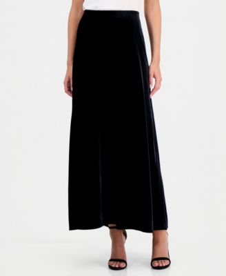 Women's Velvet Flared High-Waisted Maxi Skirt